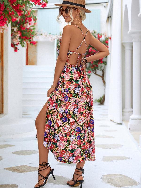 Maxi Jurk met V-hals en Bloemenprint - Maxi Dress - Jurkjes.co