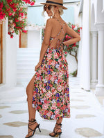 Maxi Jurk met V-hals en Bloemenprint - Maxi Dress - Jurkjes.co