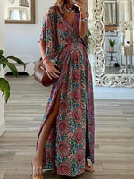 Maxi Jurk met V-hals en Bloemenprint - Maxi Dresses - Jurkjes.co