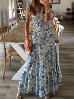 Maxi Jurk met V-hals en Bloemenprint - Maxi Dresses - Jurkjes.co
