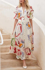 Maxi Jurk met V-hals en Bloemenprint - Maxi Dresses - Jurkjes.co