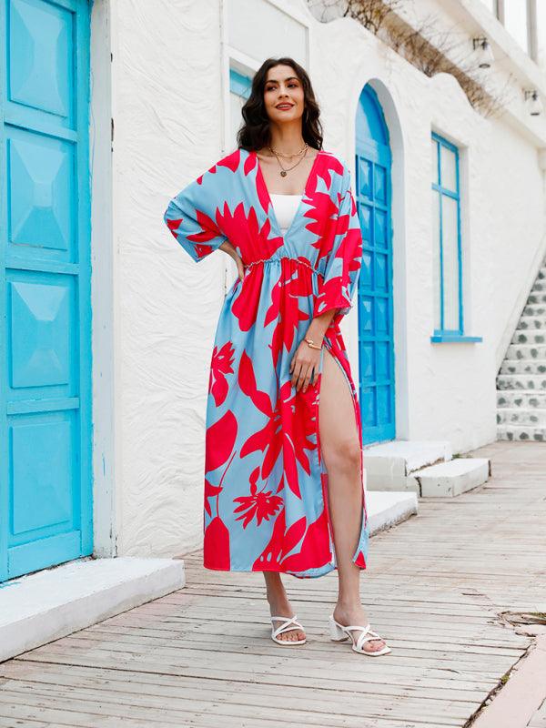 Maxi Jurk met V-hals en Bloemenprint - Maxi Dresses - Jurkjes.co