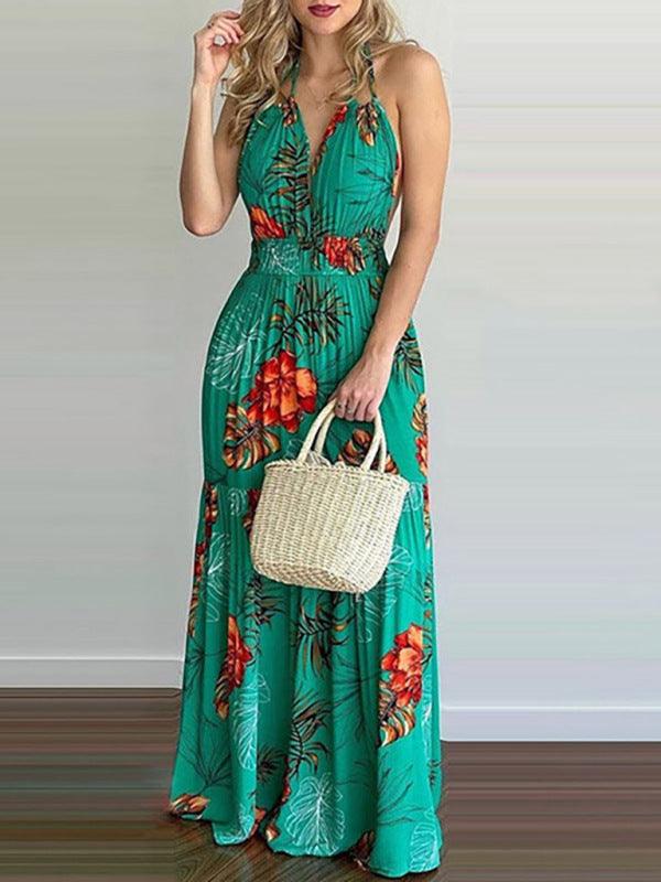 Maxi Jurk met V-hals en Bloemenprint - Maxi Dresses - Jurkjes.co