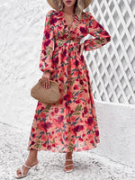 Maxi Jurk met V-hals en Bloemenprint - Maxi Dresses - Jurkjes.co