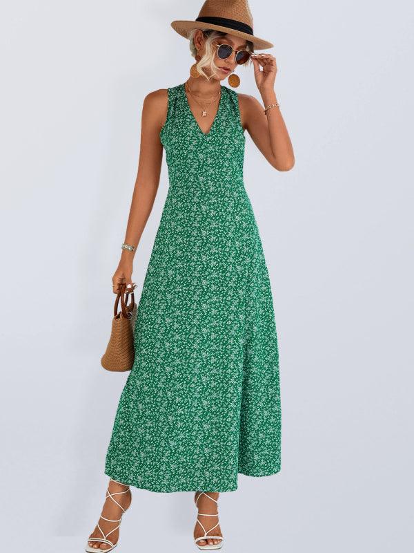 Maxi Jurk met V-hals en Bloemenprint - Maxi Dresses - Jurkjes.co