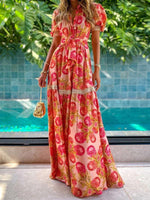 Maxi Jurk met V-hals en Bloemenprint - Maxi Dresses - Jurkjes.co