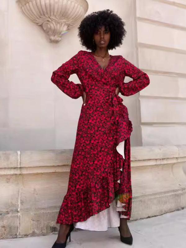 Maxi Jurk met V-hals en Bloemenprint - Maxi Dresses - Jurkjes.co