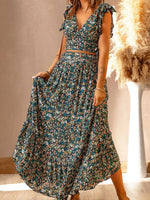 Maxi Jurk met V-hals en Bloemenprint - Maxi Dresses - Jurkjes.co