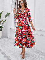 Maxi Jurk met V-hals en Bloemenprint - Maxi Dresses - Jurkjes.co