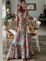 Maxi Jurk met V-hals en Bloemenprint - Maxi Dresses - Jurkjes.co