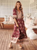 Maxi Jurk met V-hals en Bloemenprint - Maxi Dresses - Jurkjes.co