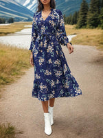 Maxi Jurk met V-hals en Bloemenprint - Maxi Dresses - Jurkjes.co