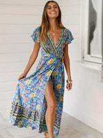 Maxi Jurk met V-hals en Bloemenprint - Maxi Dresses - Jurkjes.co