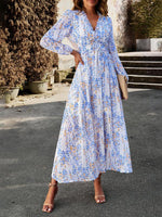 Maxi Jurk met V-hals en Bloemenprint - Maxi Dresses - Jurkjes.co