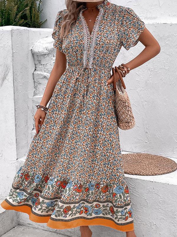 Maxi Jurk met V-hals en Bloemenprint - Maxi Dresses - Jurkjes.co