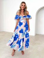 Maxi Jurk met V-hals en Bloemenprint - Maxi Dresses - Jurkjes.co