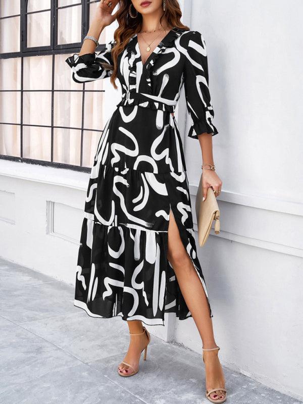 Maxi Jurk met V-hals en Bloemenprint - Maxi Dresses - Jurkjes.co
