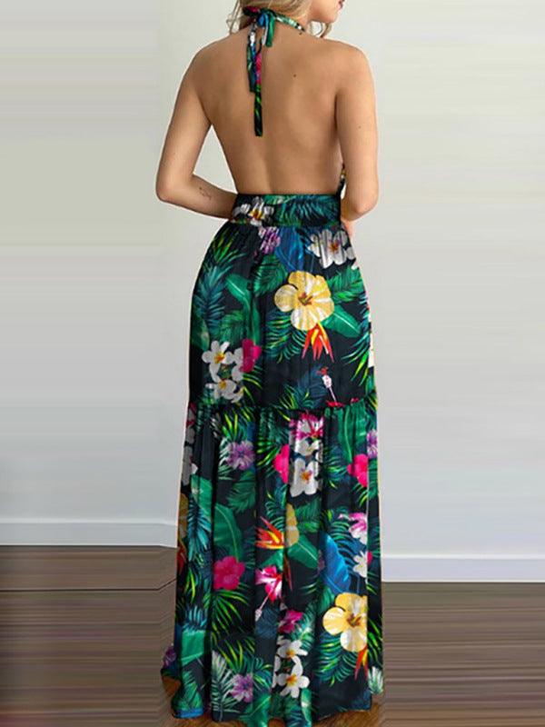 Maxi Jurk met V-hals en Bloemenprint - Maxi Dresses - Jurkjes.co