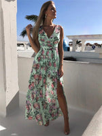 Maxi Jurk met V-hals en Bloemenprint - Maxi Dresses - Jurkjes.co