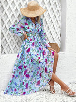 Maxi Jurk met V-hals en Bloemenprint - Maxi Dresses - Jurkjes.co