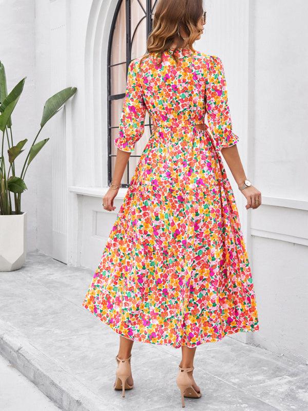 Maxi Jurk met V-hals en Bloemenprint - Maxi Dresses - Jurkjes.co