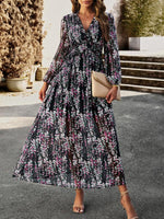Maxi Jurk met V-hals en Bloemenprint - Maxi Dresses - Jurkjes.co