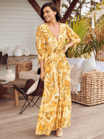 Maxi Jurk met V-hals en Bloemenprint - Maxi Dresses - Jurkjes.co