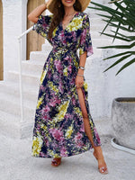 Maxi Jurk met V-hals en Bloemenprint - Maxi Dresses - Jurkjes.co