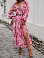 Maxi Jurk met V-hals en Bloemenprint - Maxi Dresses - Jurkjes.co