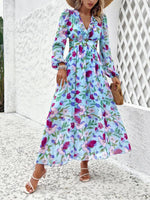 Maxi Jurk met V-hals en Bloemenprint - Maxi Dresses - Jurkjes.co