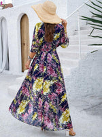 Maxi Jurk met V-hals en Bloemenprint - Maxi Dresses - Jurkjes.co