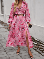 Maxi Jurk met V-hals en Bloemenprint - Maxi Dresses - Jurkjes.co