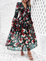 Maxi Jurk met V-hals en Bloemenprint - Maxi Dresses - Jurkjes.co