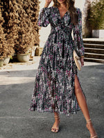 Maxi Jurk met V-hals en Bloemenprint - Maxi Dresses - Jurkjes.co
