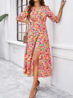 Maxi Jurk met V-hals en Bloemenprint - Maxi Dresses - Jurkjes.co