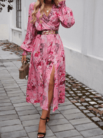Maxi Jurk met V-hals en Bloemenprint - Maxi Dresses - Jurkjes.co