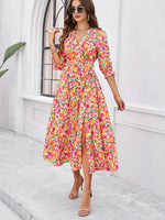 Maxi Jurk met V-hals en Bloemenprint - Maxi Dresses - Jurkjes.co
