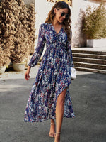 Maxi Jurk met V-hals en Bloemenprint - Maxi Dresses - Jurkjes.co