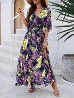 Maxi Jurk met V-hals en Bloemenprint - Maxi Dresses - Jurkjes.co
