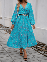 Maxi Jurk met V-hals en Bloemenprint - Maxi Dresses - Jurkjes.co