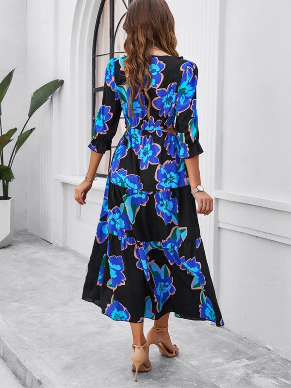 Maxi Jurk met V-hals en Bloemenprint - Maxi Dresses - Jurkjes.co