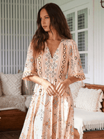 Maxi Jurk met V-hals en Bloemenprint - Maxi Dresses - Jurkjes.co