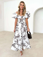 Maxi Jurk met V-hals en Bloemenprint - Maxi Dresses - Jurkjes.co