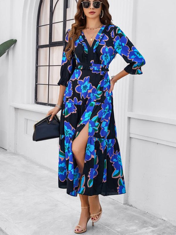 Maxi Jurk met V-hals en Bloemenprint - Maxi Dresses - Jurkjes.co
