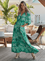 Maxi Jurk met V-hals en Bloemenprint - Maxi Dresses - Jurkjes.co