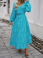 Maxi Jurk met V-hals en Bloemenprint - Maxi Dresses - Jurkjes.co