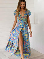 Maxi Jurk met V-hals en Bloemenprint - Maxi Dresses - Jurkjes.co