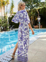 Maxi Jurk met V-hals en Bloemenprint - Maxi Dresses - Jurkjes.co