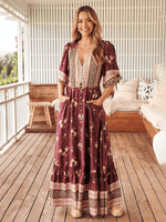 Maxi Jurk met V-hals en Bloemenprint - Maxi Dresses - Jurkjes.co