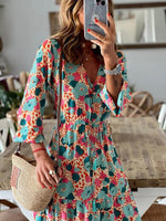 Maxi Jurk met V-hals en Bloemenprint - Maxi Dresses - Jurkjes.co